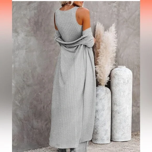 Elegant Gray Women's Long Sleeve Cardigan - Picture 3 of 10